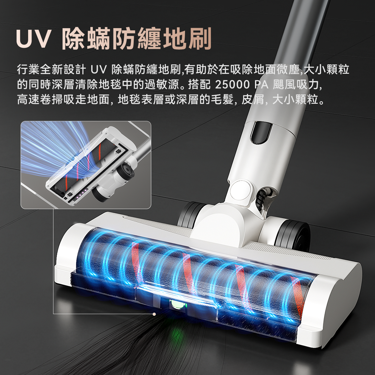 友望 UWANT V500 自動集塵吸塵機家用無線塵蟎機 | 防纏繞防堵版
