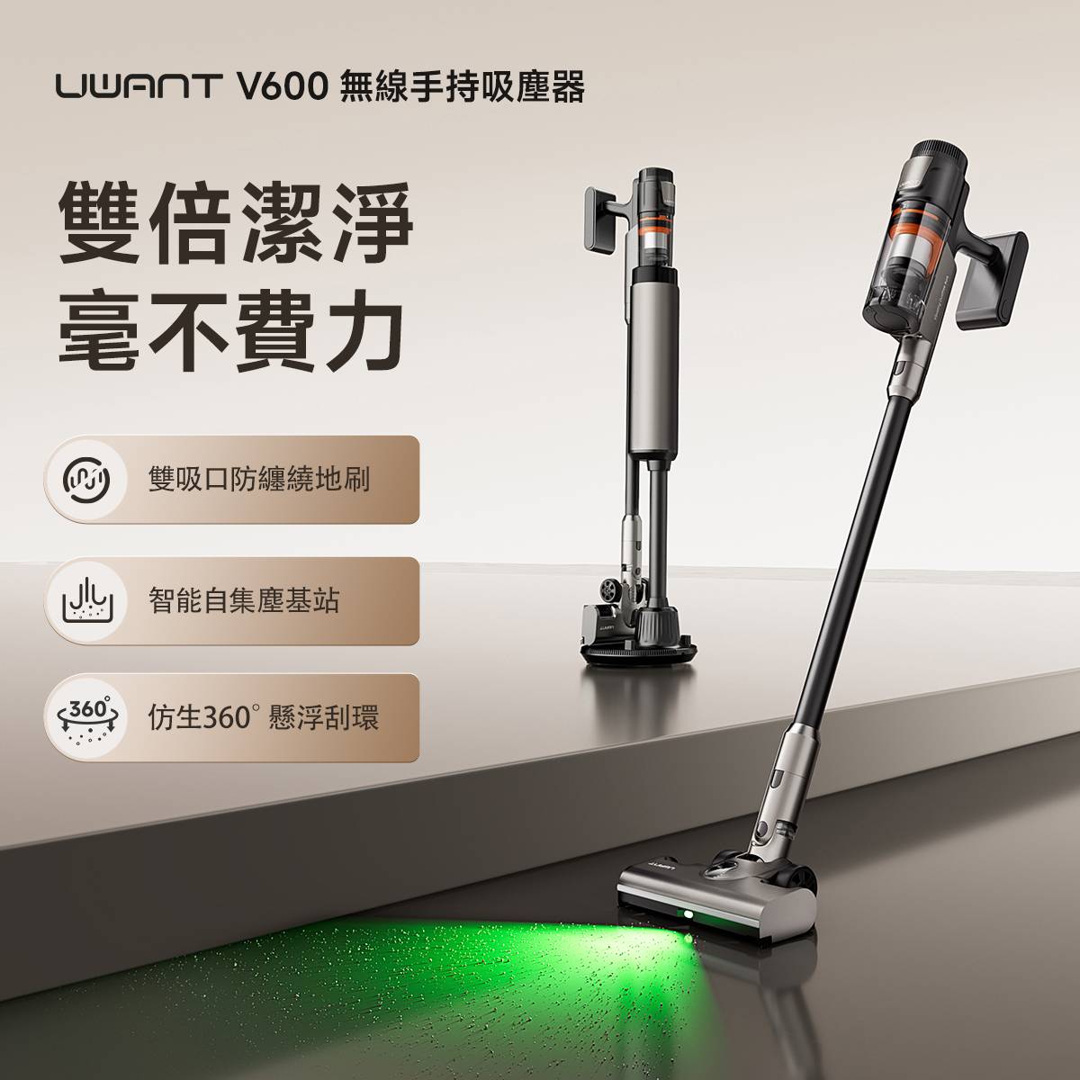 友望 UWANT V600 自動集塵吸塵機家用無線塵蟎機 uwant.com.hk