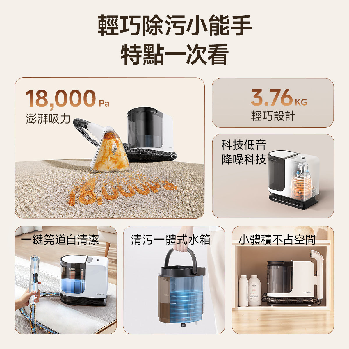 UWANT友望Y200布藝清洗機洗地毯沙發清潔神器免拆一體式設計 uwant.com.hk