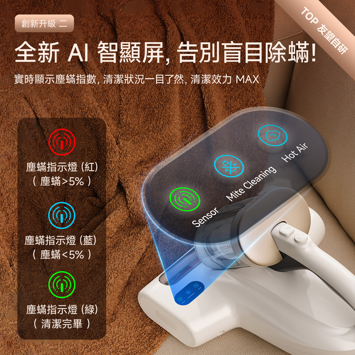 友望 UWANT M600 UV 智能除蟎儀 | 熱風除蟎抑蟎塵蟎機 | 雙塵杯設計 | 塵蟎指數顯示屏 uwant.com.hk